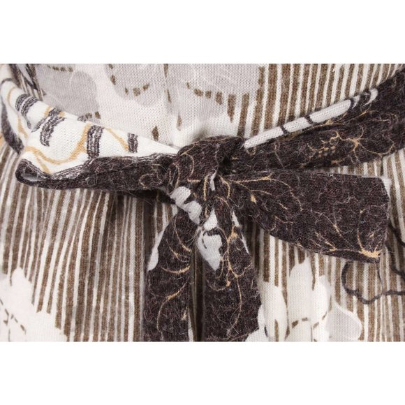 EVA FRANCO Brown Floral Tie Waist Wool Blend Retro Fit & Flare Dress Size 10 - Picture 5 of 6